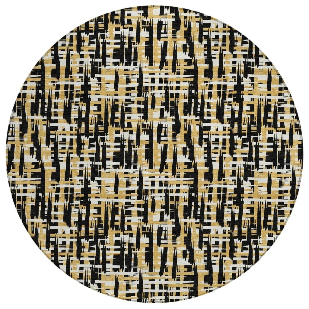Zarifa Black Washable Indoor-Outdoor Rug-Outdoor Rugs-LOOMLAN Rugs-8' x 8'-LOOMLAN