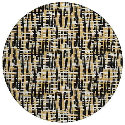 Zarifa Black Washable Indoor-Outdoor Rug-Outdoor Rugs-LOOMLAN Rugs-8' x 8'-LOOMLAN