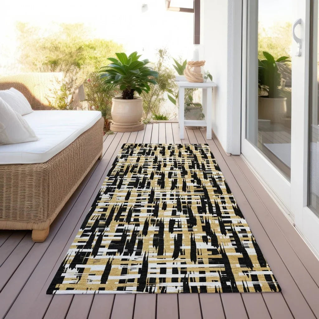 Zarifa Black Washable Indoor-Outdoor Rug-Outdoor Rugs-LOOMLAN Rugs-LOOMLAN