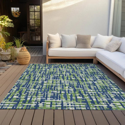 Zarifa Blue Washable Indoor-Outdoor Rug-Outdoor Rugs-LOOMLAN Rugs-LOOMLAN