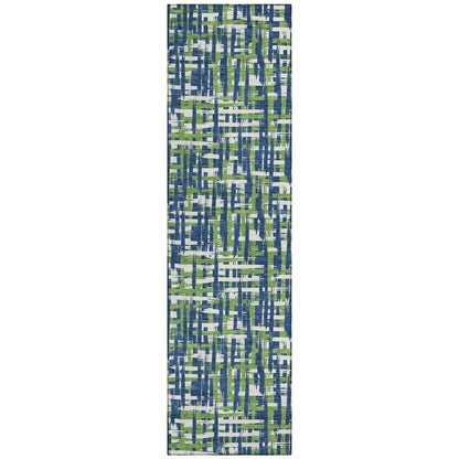 Zarifa Blue Washable Indoor-Outdoor Rug-Outdoor Rugs-LOOMLAN Rugs-2'3" x 7'6"-LOOMLAN