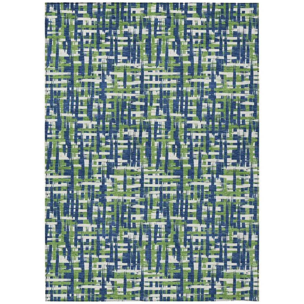 Zarifa Blue Washable Indoor-Outdoor Rug-Outdoor Rugs-LOOMLAN Rugs-2'6" x 3'10"-LOOMLAN