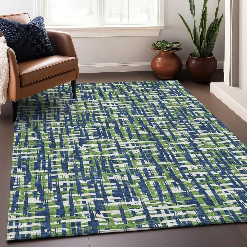 Zarifa Blue Washable Indoor-Outdoor Rug-Outdoor Rugs-LOOMLAN Rugs-LOOMLAN