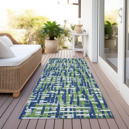 Zarifa Blue Washable Indoor-Outdoor Rug-Outdoor Rugs-LOOMLAN Rugs-LOOMLAN