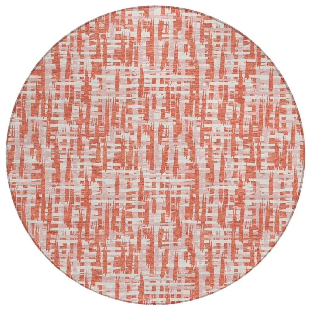 Zarifa Coral Washable Indoor-Outdoor Rug-Outdoor Rugs-LOOMLAN Rugs-8' x 8'-LOOMLAN