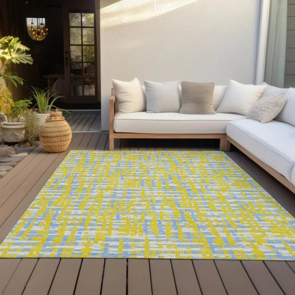 Zarifa Gold Washable Indoor-Outdoor Rug-Outdoor Rugs-LOOMLAN Rugs-LOOMLAN