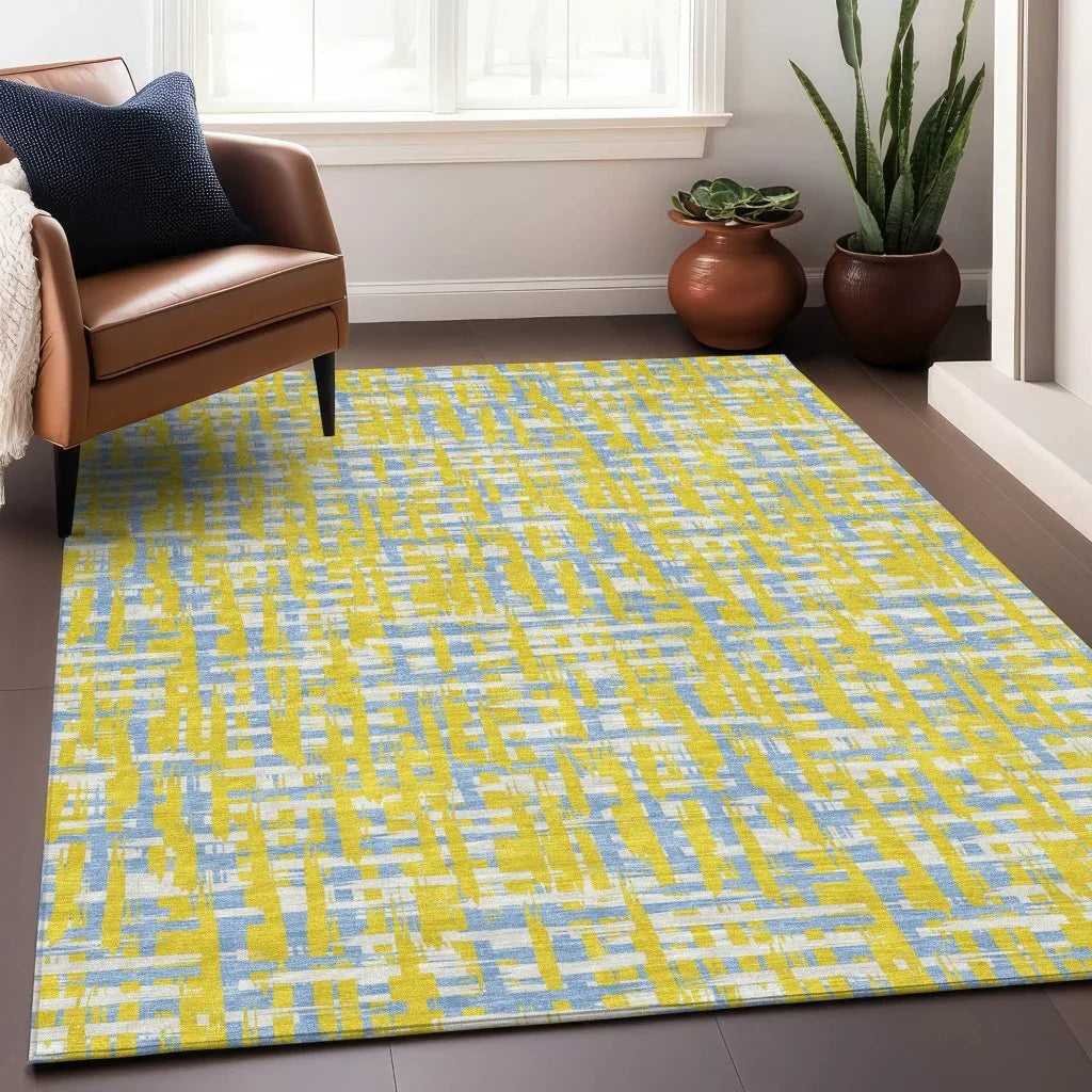 Zarifa Gold Washable Indoor-Outdoor Rug-Outdoor Rugs-LOOMLAN Rugs-LOOMLAN