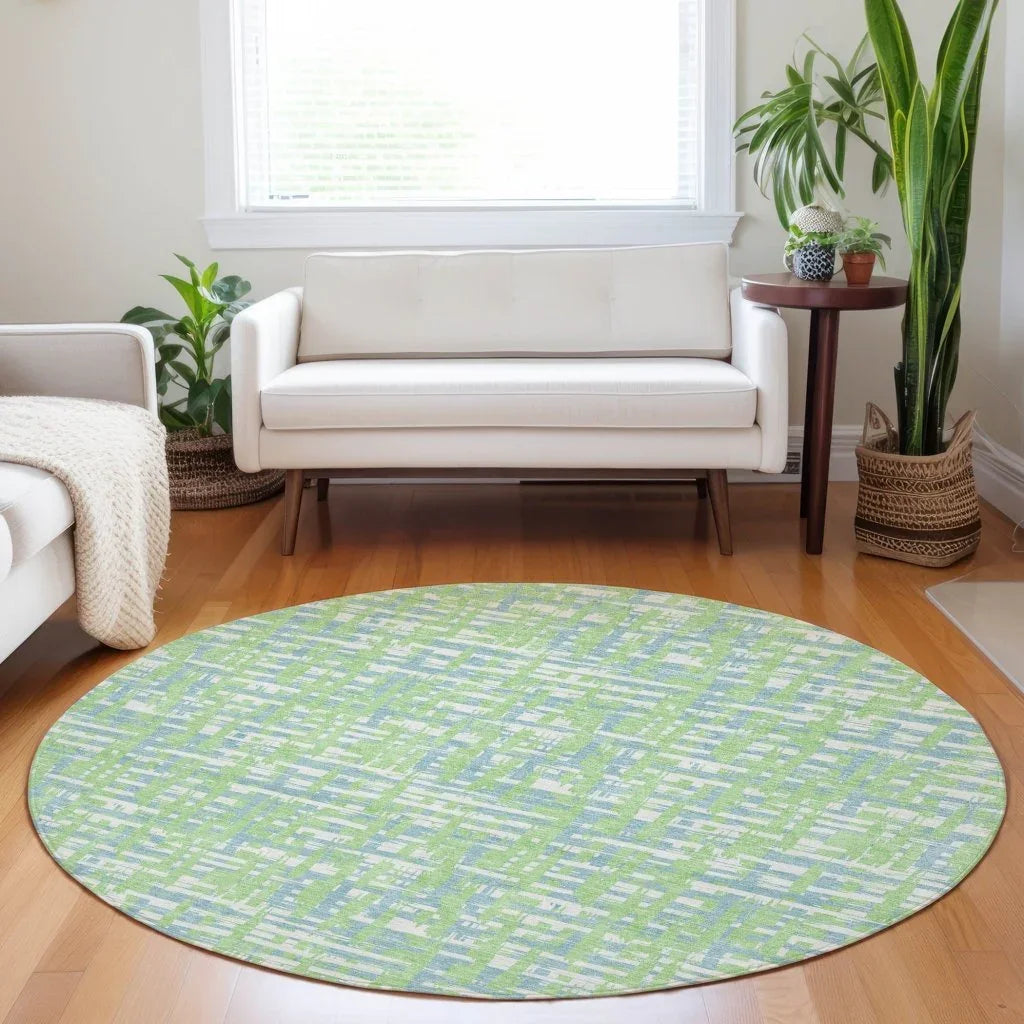 Zarifa Green Washable Indoor-Outdoor Rug-Outdoor Rugs-LOOMLAN Rugs-LOOMLAN