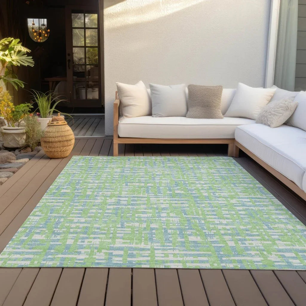 Zarifa Green Washable Indoor-Outdoor Rug-Outdoor Rugs-LOOMLAN Rugs-LOOMLAN
