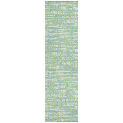 Zarifa Green Washable Indoor-Outdoor Rug-Outdoor Rugs-LOOMLAN Rugs-2'3" x 7'6"-LOOMLAN