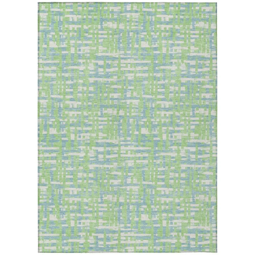 Zarifa Green Washable Indoor-Outdoor Rug-Outdoor Rugs-LOOMLAN Rugs-2'6" x 3'10"-LOOMLAN