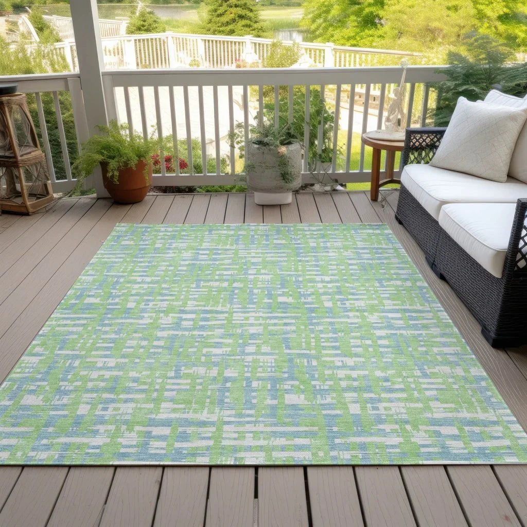 Zarifa Green Washable Indoor-Outdoor Rug-Outdoor Rugs-LOOMLAN Rugs-LOOMLAN