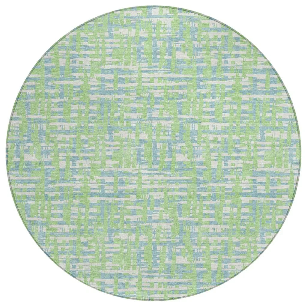 Zarifa Green Washable Indoor-Outdoor Rug-Outdoor Rugs-LOOMLAN Rugs-8' x 8'-LOOMLAN
