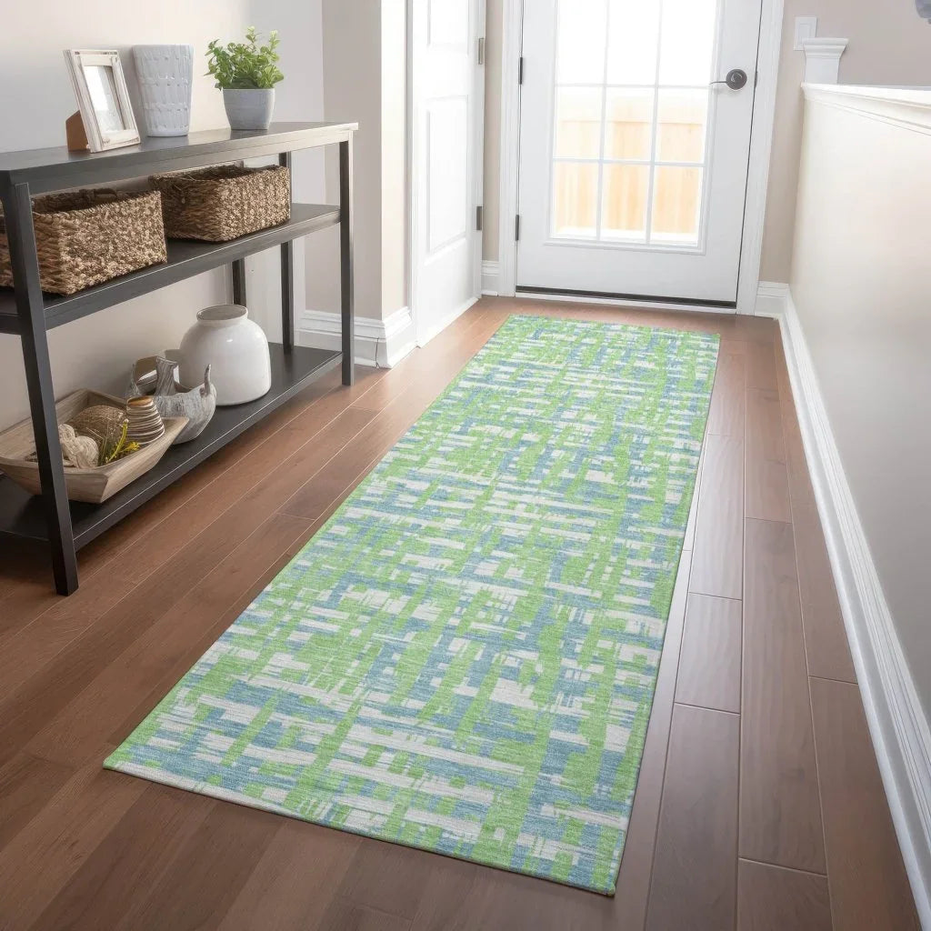 Zarifa Green Washable Indoor-Outdoor Rug-Outdoor Rugs-LOOMLAN Rugs-LOOMLAN
