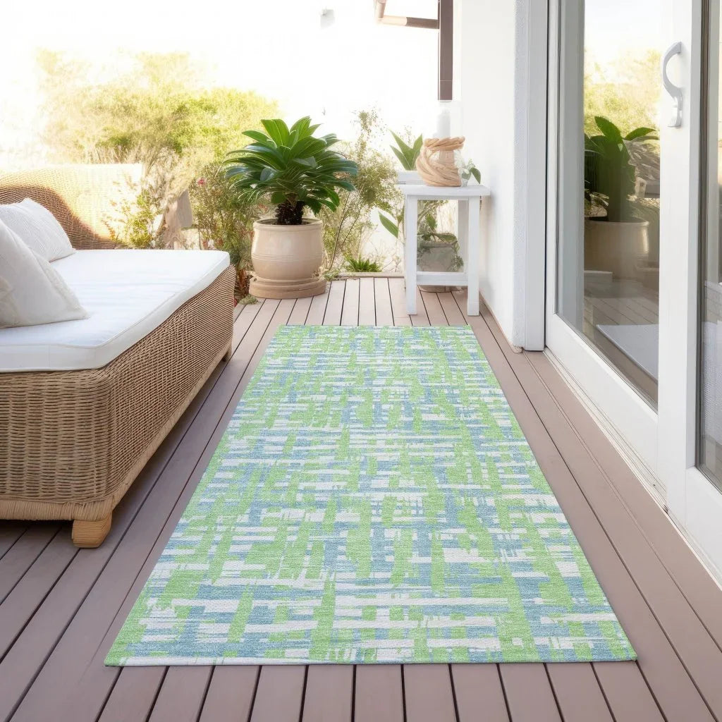 Zarifa Green Washable Indoor-Outdoor Rug-Outdoor Rugs-LOOMLAN Rugs-LOOMLAN