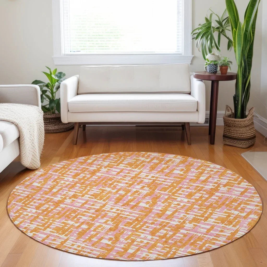 Zarifa Orange Washable Indoor-Outdoor Rug-Outdoor Rugs-LOOMLAN Rugs-LOOMLAN