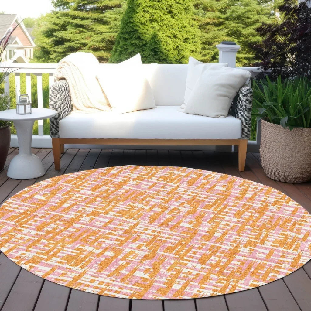Zarifa Orange Washable Indoor-Outdoor Rug-Outdoor Rugs-LOOMLAN Rugs-LOOMLAN