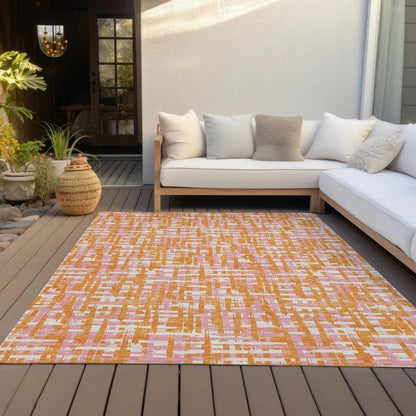 Zarifa Orange Washable Indoor-Outdoor Rug-Outdoor Rugs-LOOMLAN Rugs-LOOMLAN