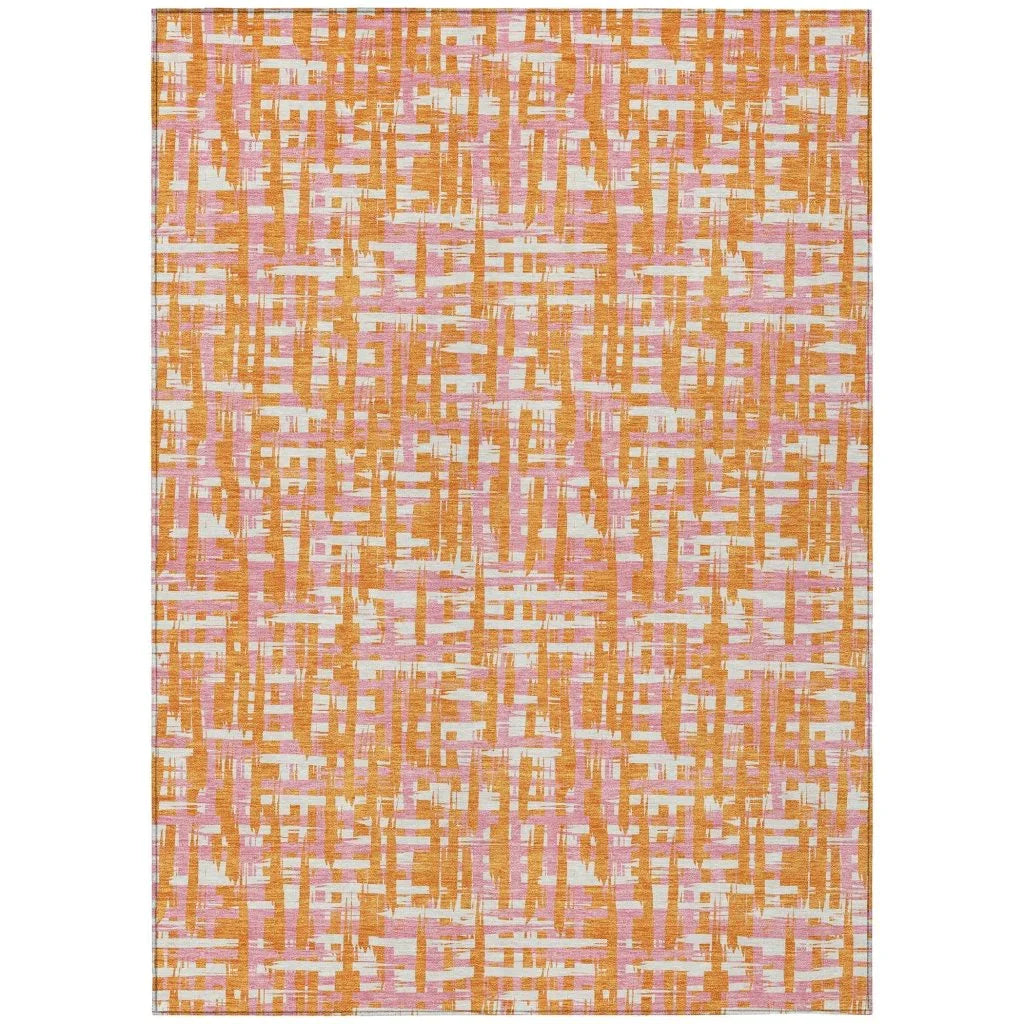 Zarifa Orange Washable Indoor-Outdoor Rug-Outdoor Rugs-LOOMLAN Rugs-2'6" x 3'10"-LOOMLAN