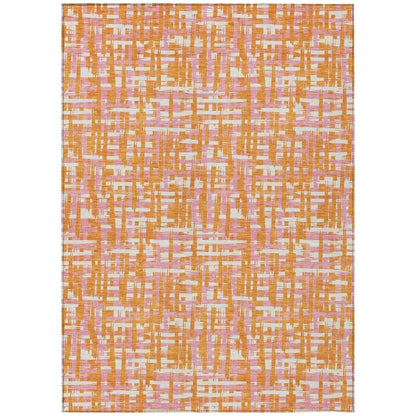 Zarifa Orange Washable Indoor-Outdoor Rug-Outdoor Rugs-LOOMLAN Rugs-2'6" x 3'10"-LOOMLAN