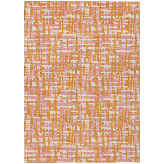 Zarifa Orange Washable Indoor-Outdoor Rug-Outdoor Rugs-LOOMLAN Rugs-2'6" x 3'10"-LOOMLAN