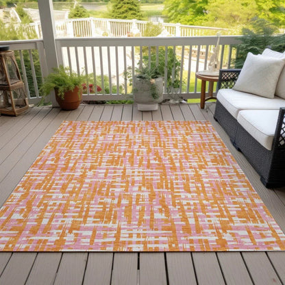 Zarifa Orange Washable Indoor-Outdoor Rug-Outdoor Rugs-LOOMLAN Rugs-LOOMLAN