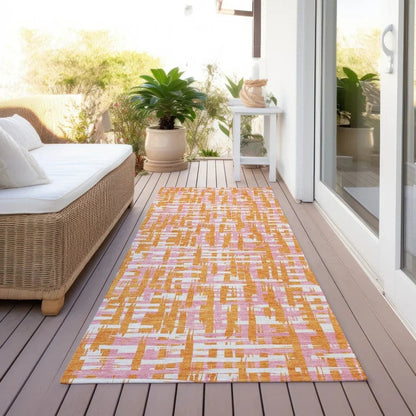 Zarifa Orange Washable Indoor-Outdoor Rug-Outdoor Rugs-LOOMLAN Rugs-LOOMLAN