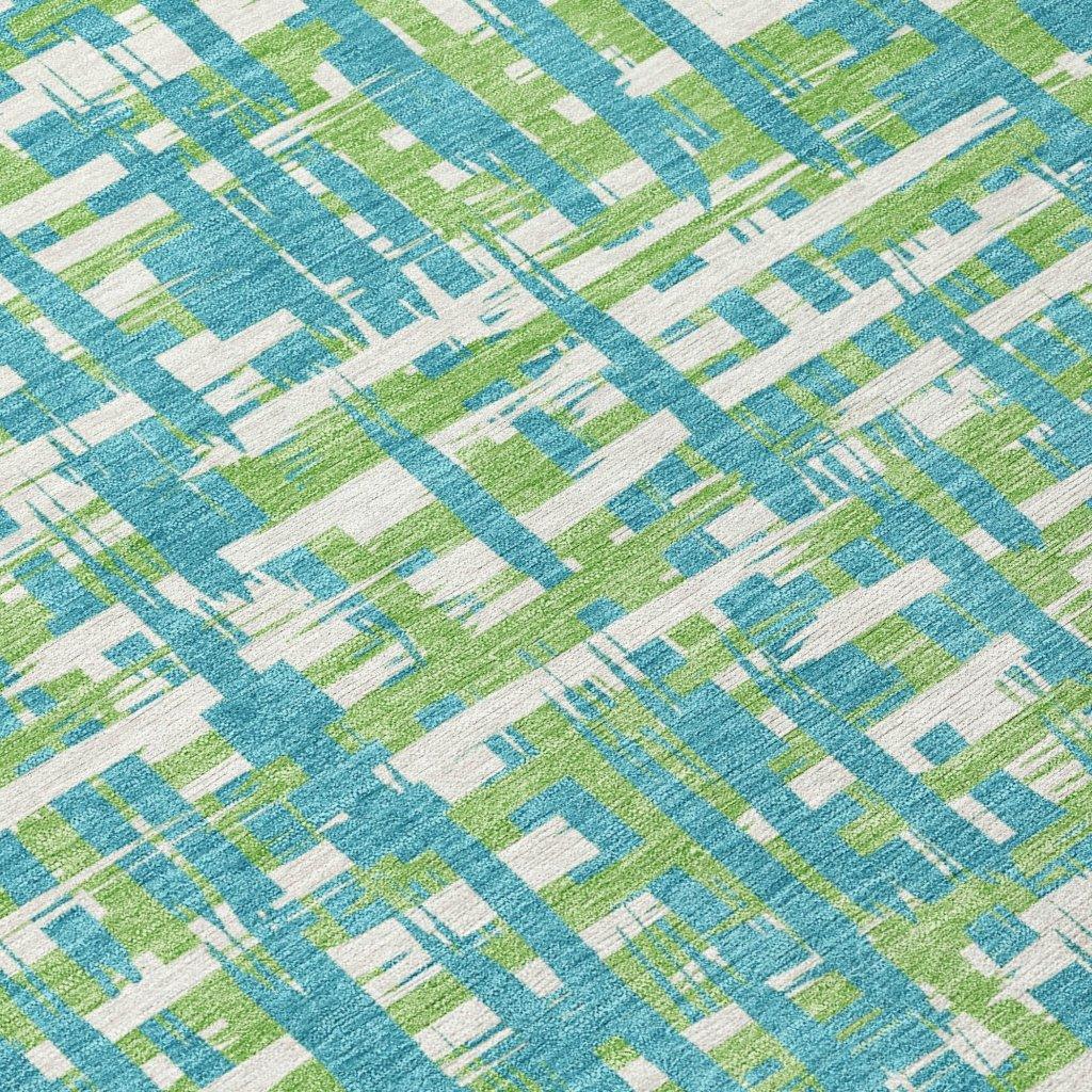 Zarifa Teal Washable Indoor-Outdoor Rug-Outdoor Rugs-LOOMLAN Rugs-LOOMLAN