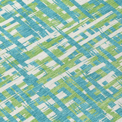 Zarifa Teal Washable Indoor-Outdoor Rug-Outdoor Rugs-LOOMLAN Rugs-LOOMLAN