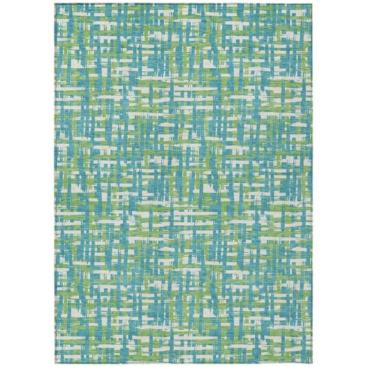 Zarifa Teal Washable Indoor-Outdoor Rug-Outdoor Rugs-LOOMLAN Rugs-2'6" x 3'10"-LOOMLAN