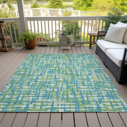 Zarifa Teal Washable Indoor-Outdoor Rug-Outdoor Rugs-LOOMLAN Rugs-LOOMLAN