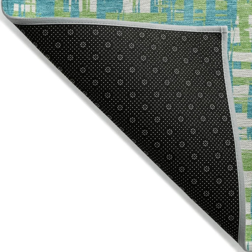 Zarifa Teal Washable Indoor-Outdoor Rug-Outdoor Rugs-LOOMLAN Rugs-LOOMLAN