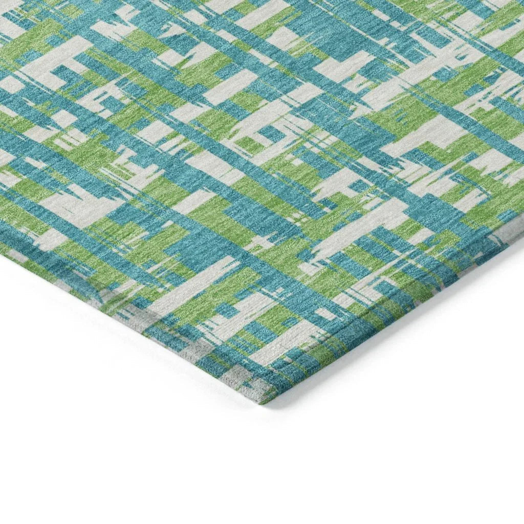 Zarifa Teal Washable Indoor-Outdoor Rug-Outdoor Rugs-LOOMLAN Rugs-LOOMLAN