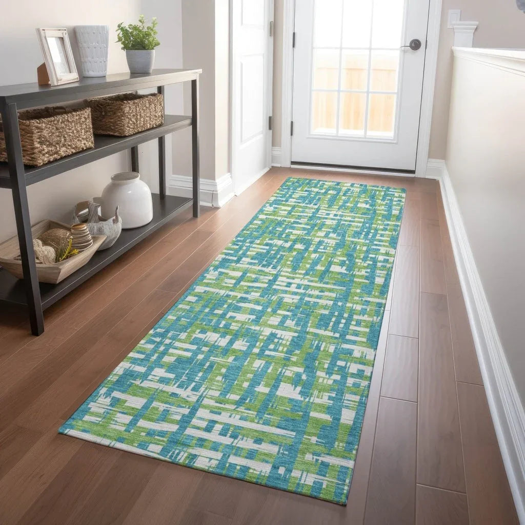 Zarifa Teal Washable Indoor-Outdoor Rug-Outdoor Rugs-LOOMLAN Rugs-LOOMLAN