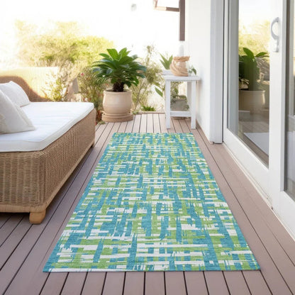 Zarifa Teal Washable Indoor-Outdoor Rug-Outdoor Rugs-LOOMLAN Rugs-LOOMLAN