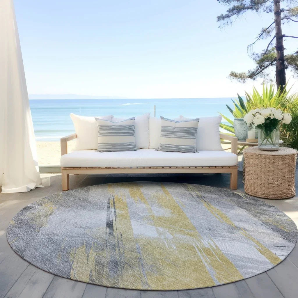 Zarinae Gold Washable Indoor - Outdoor Rug - LOOMLAN - LOOMLAN Rugs - Outdoor Rugs