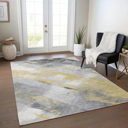 Zarinae Gold Washable Indoor - Outdoor Rug - LOOMLAN - LOOMLAN Rugs - Outdoor Rugs
