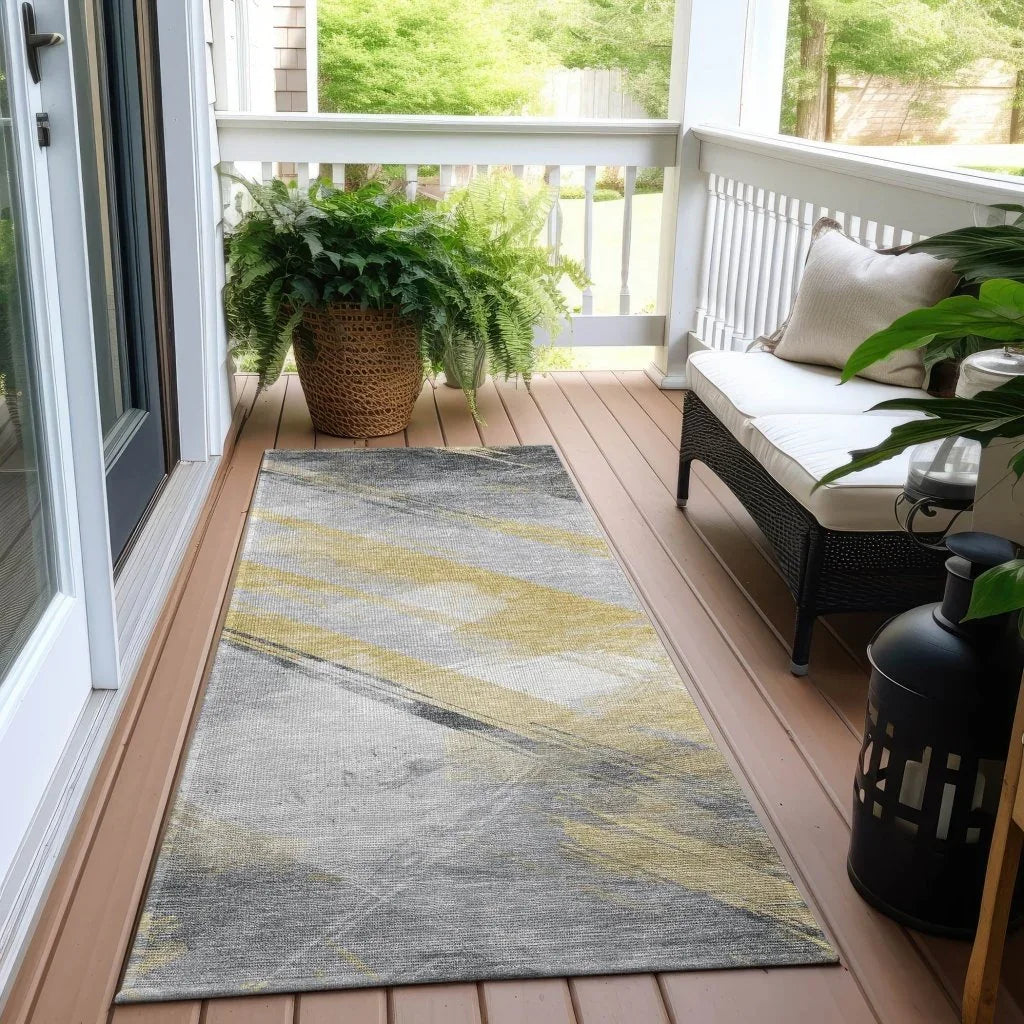 Zarinae Gold Washable Indoor - Outdoor Rug - LOOMLAN - LOOMLAN Rugs - Outdoor Rugs