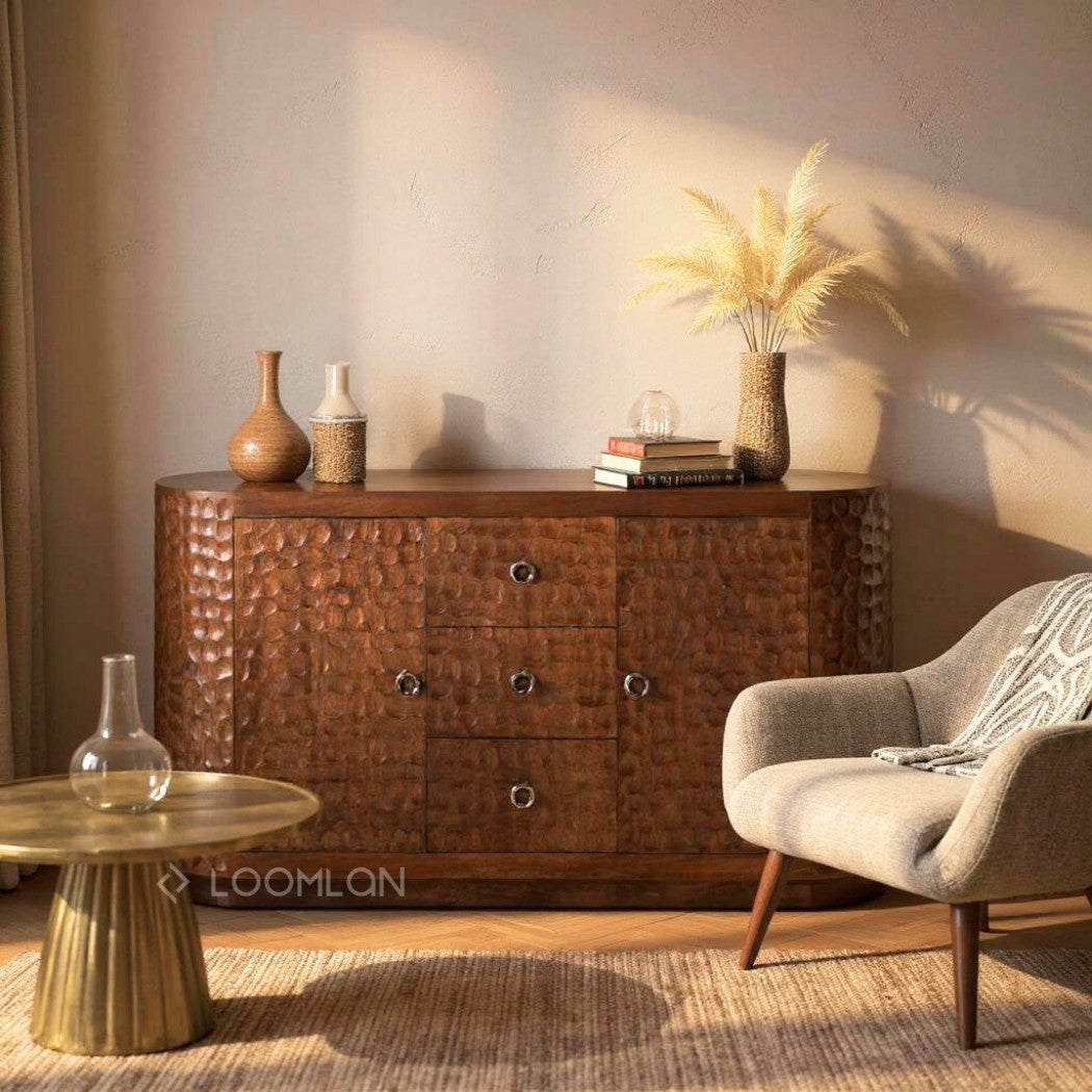 Zarmira Three Drawers Wood Sideboard