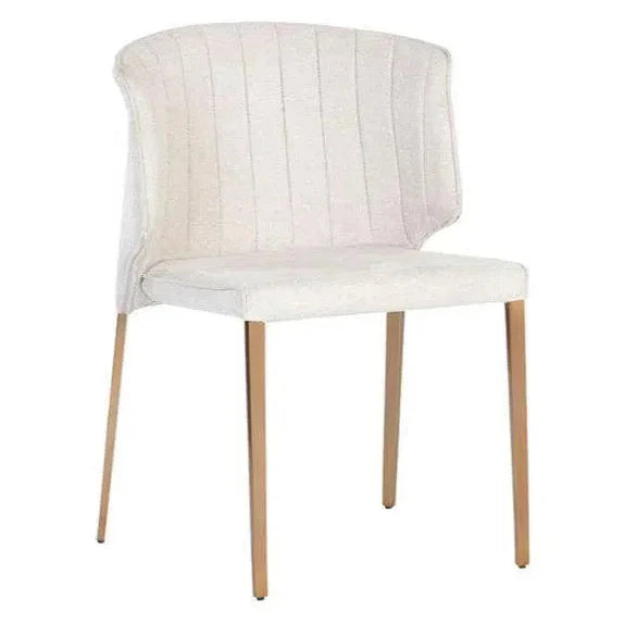 Zayden Dining Chair Belfast Oatmeal Gold Legs - LOOMLAN - SUNPAN - Dining Chairs