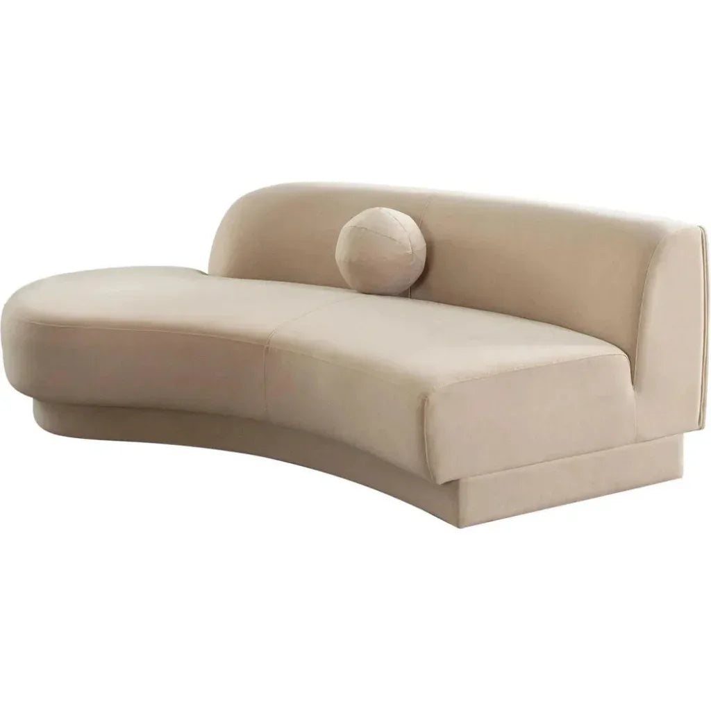 Zelda LF Curved Light Camel Performance Velvet Chaise - LOOMLAN - Diamond Sofa - Chaises