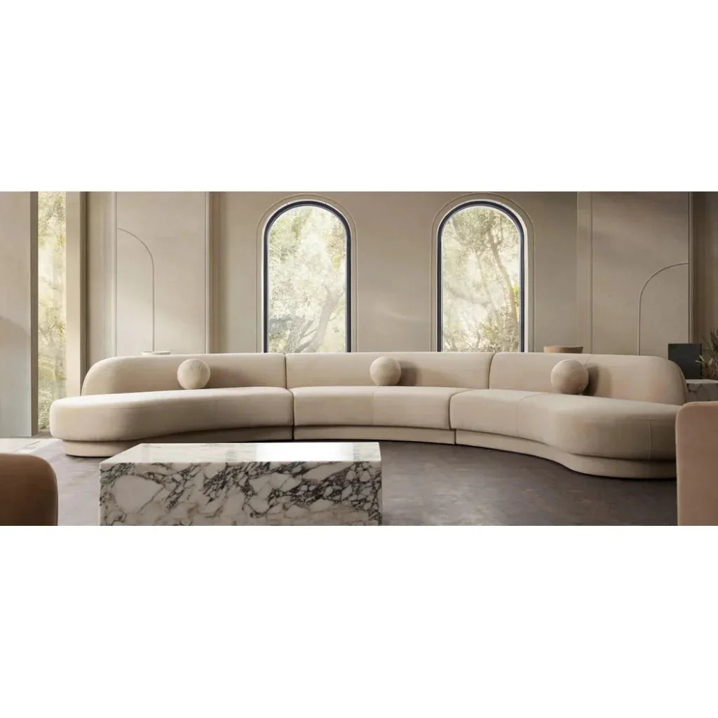 Zelda Light Camel Performance Velvet 3PC Modular-Modular Sofas-Diamond Sofa-LOOMLAN