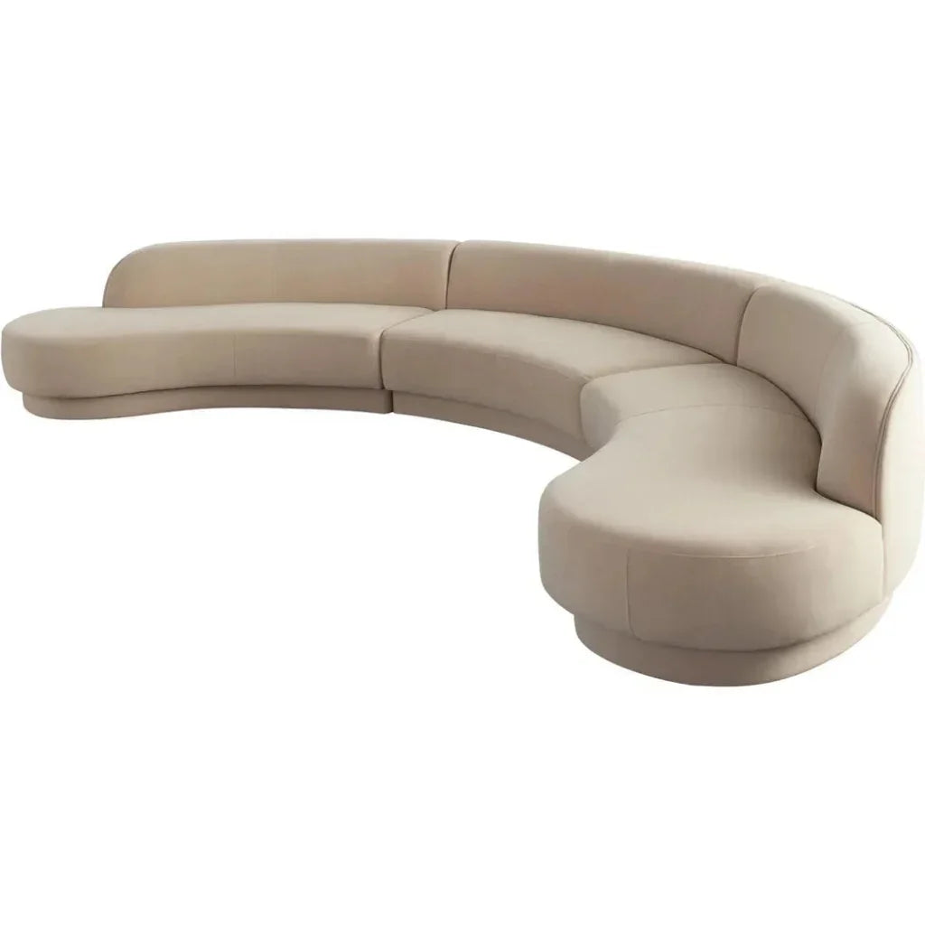 Zelda Light Camel Performance Velvet 3PC Modular-Modular Sofas-Diamond Sofa-LOOMLAN