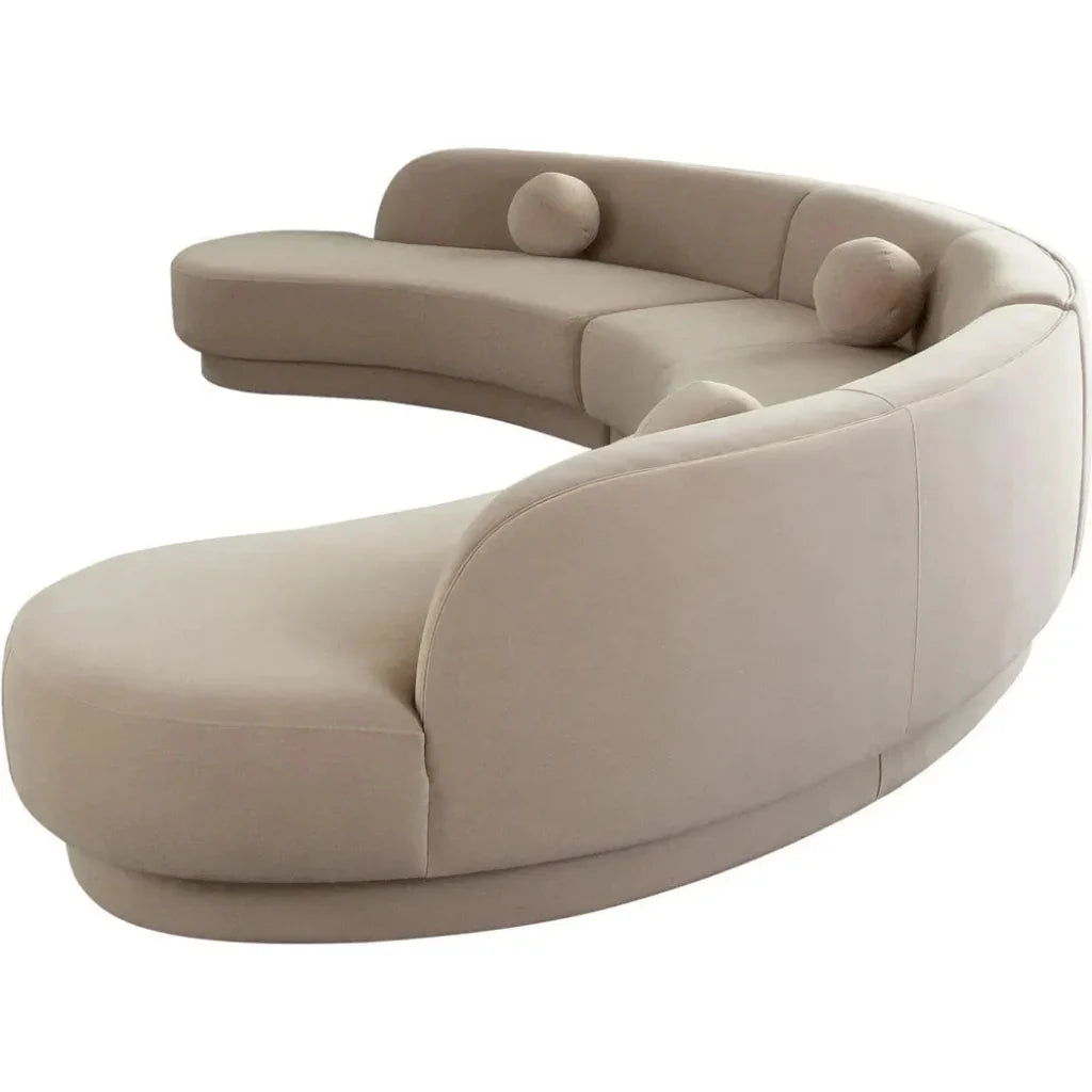 Zelda Light Camel Performance Velvet 3PC Modular-Modular Sofas-Diamond Sofa-LOOMLAN