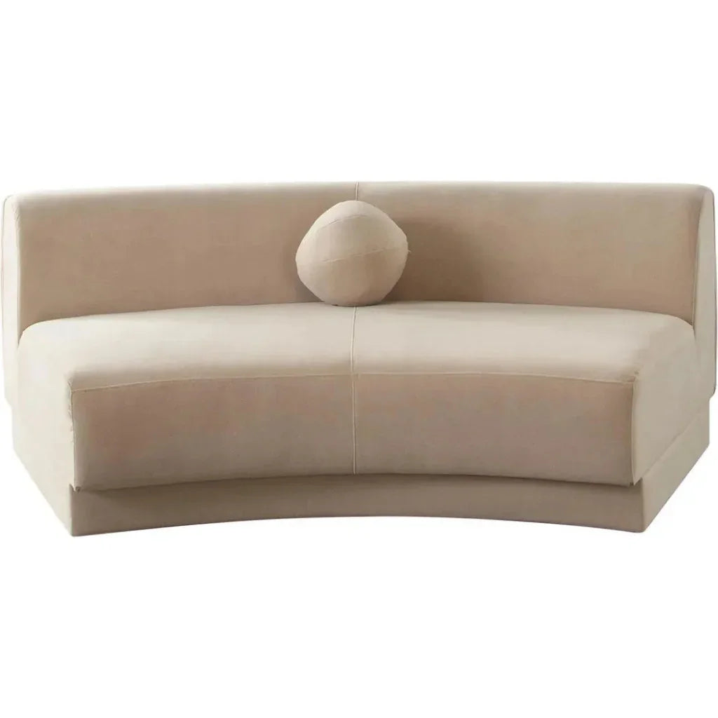 Zelda Light Camel Performance Velvet Curved Sofa - LOOMLAN - Diamond Sofa - Sofas & Loveseats