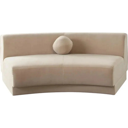 Zelda Light Camel Performance Velvet Curved Sofa - LOOMLAN - Diamond Sofa - Sofas & Loveseats