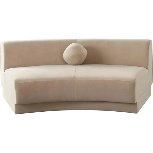 Zelda Light Camel Performance Velvet Curved Sofa - LOOMLAN - Diamond Sofa - Sofas & Loveseats