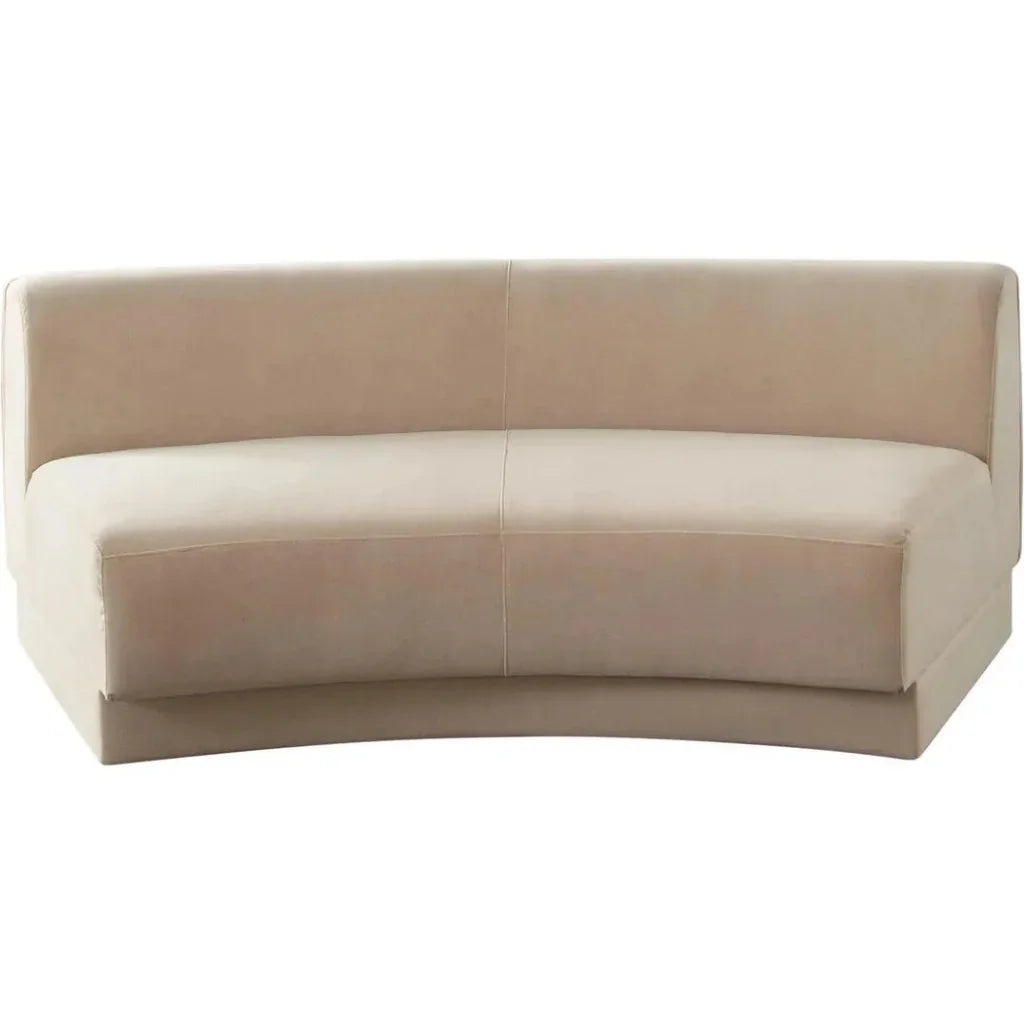 Zelda Light Camel Performance Velvet Curved Sofa - LOOMLAN - Diamond Sofa - Sofas & Loveseats