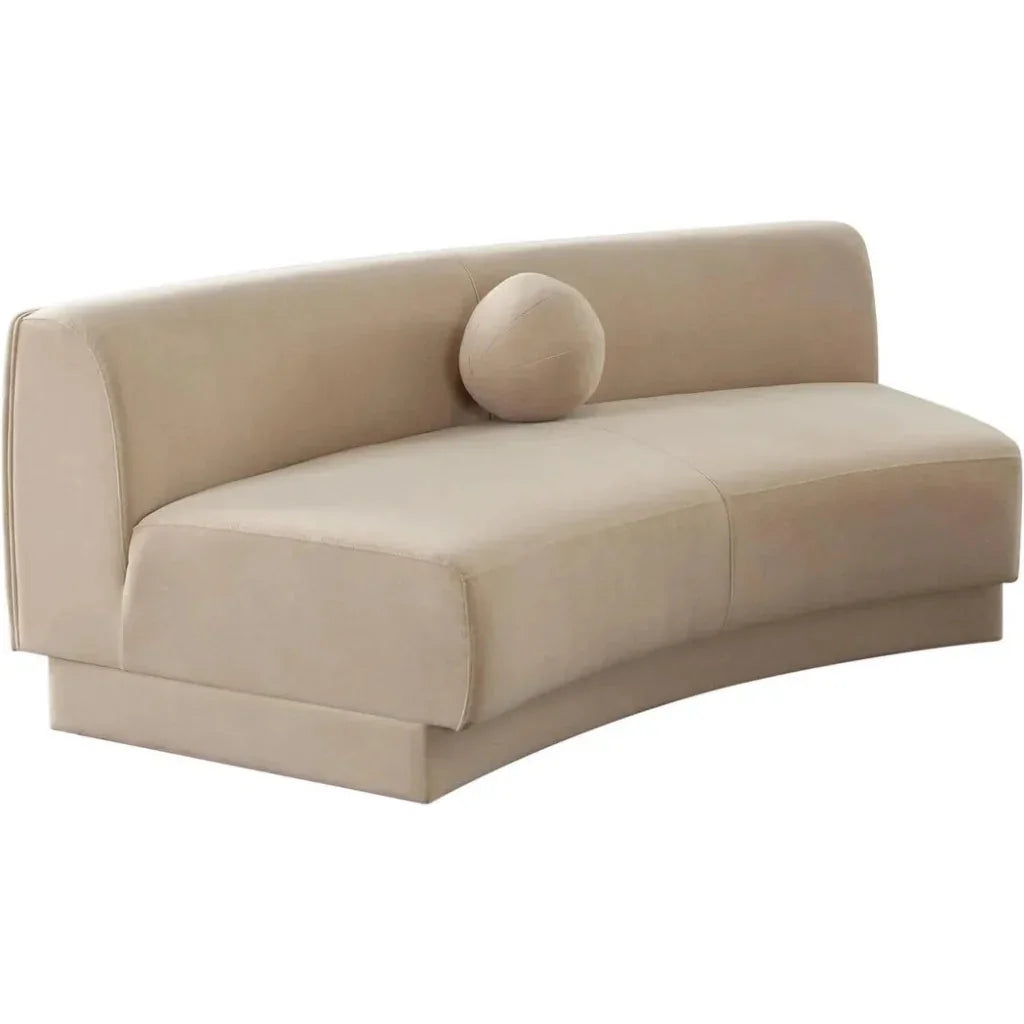 Zelda Light Camel Performance Velvet Curved Sofa - LOOMLAN - Diamond Sofa - Sofas & Loveseats