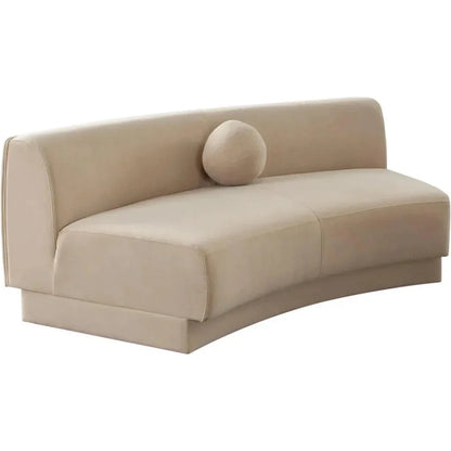 Zelda Light Camel Performance Velvet Curved Sofa - LOOMLAN - Diamond Sofa - Sofas & Loveseats